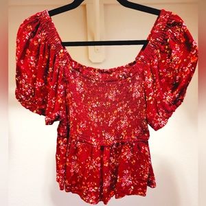 Red off the shoulder blouse